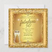 Fantastisches 50. Glanz Gold Champagner Party Foto Einladung (Vorderseite)