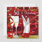Fantastisches 50 Glitzer Gold High Heels Party Einladung (Vorderseite)