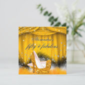 Fantastisches 50 Orange Gold High Heels Feather Pa Einladung (Stehend Vorderseite)