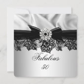 Fantastisches 50 Party Elegant Silber Schwarzes Se Einladung (Vorderseite)