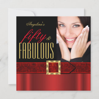 Fantastisches 50 Regal Red Gold Black Foto Geburts Einladung