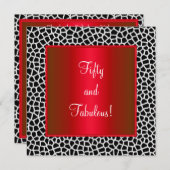 Fantastisches 50th Animal Print Schwarz-weiß Red P Einladung (Vorne/Hinten)