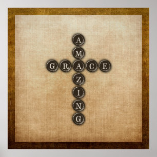 Fantastisches Anmut-Kreuz Wordart Poster
