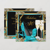 Fantastisches Aquamarin Blue Heelses Black Champag Einladung (Vorne/Hinten)