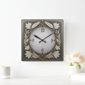 Fantastisches Art Deco Quadratische Wanduhr (Zuhause)