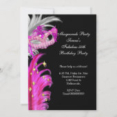 Fantastisches Birthday Hot Pink Gold Masquerade Pa Einladung (Rückseite)