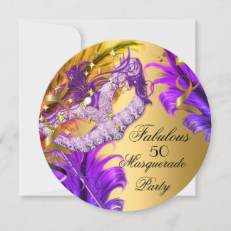 Fantastisches Birthday Lila Gold Masquerade Party  Einladung