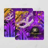 Fantastisches Birthday Lila Gold Masquerade Party  Einladung (Vorne/Hinten)