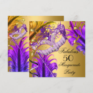 Fantastisches Birthday Lila Gold Masquerade Party Einladung