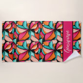 Fantastisches Blumenmuster in Türkis & Berry Strandtuch (Vorderseite)