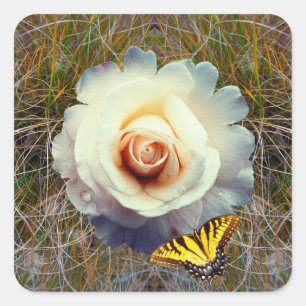 Fantastisches Blumenposter Quadratischer Aufkleber