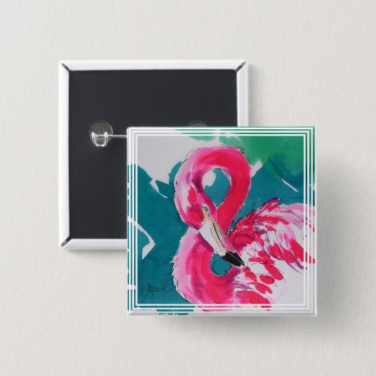 Fantastisches Button Flamingo Art (Vorne & Hinten)