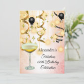 Fantastisches Champagner Gold Pink Lights Party Save The Date (Stehend Vorderseite)