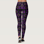 Fantastisches Fun Black und Lila Fin Pattern Leggings (Rückseite)