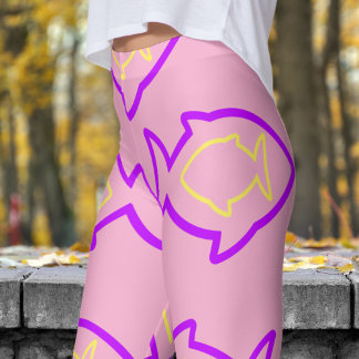 Fantastisches Fun Pink und Lila Fin-Muster Leggings