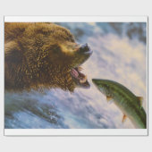 Fantastisches Grizzlybärn-Lachsbild Geschenkpapier (Flach)