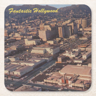 Fantastisches Hollywood CA 1960s Vintages Design Rechteckiger Pappuntersetzer