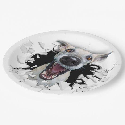 Fantastisches Hundegesicht Pappteller (Schrägansicht)