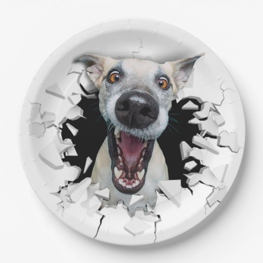 Fantastisches Hundegesicht Pappteller (Vorderseite)