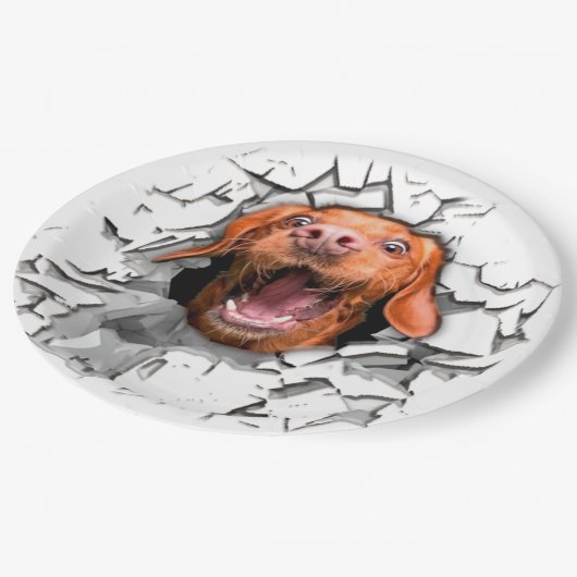 Fantastisches Hundegesicht Pappteller (Schrägansicht)