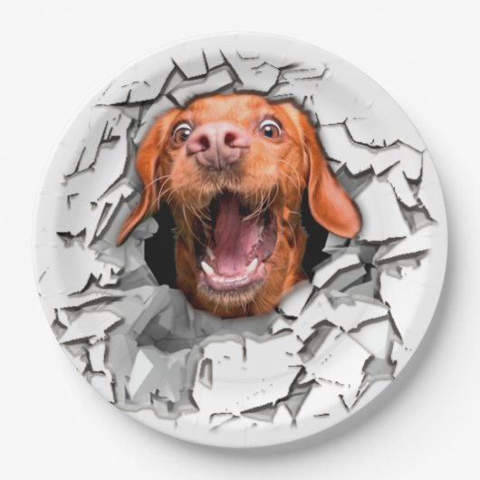 Fantastisches Hundegesicht Pappteller (Vorderseite)