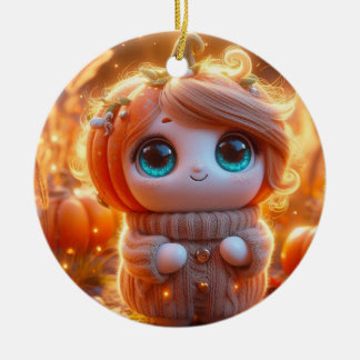 Fantastisches Kürbiskid Keramik Ornament