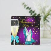 Fantastisches Lila Aquamarines Glitzer High Heels  Einladung (Stehend Vorderseite)