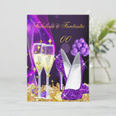 Fantastisches Lila Champagner-Party 3 Einladung (Stehend Vorderseite)