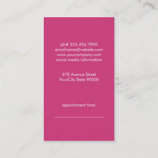 Fantastisches Magenta-Haarlogo | Hair Stylist Terminkarte (Rückseite)