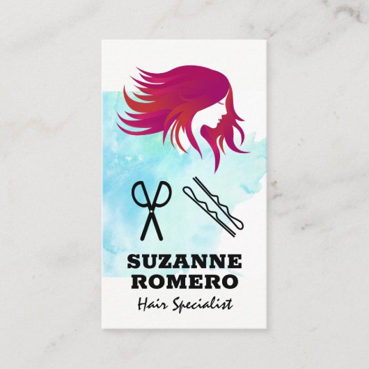 Fantastisches Magenta-Haarlogo | Hair Stylist Terminkarte (Vorderseite)