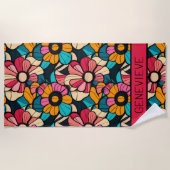 Fantastisches Retro-Muster in Berry & Orange Strandtuch (Vorderseite)