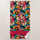 Fantastisches Retro-Muster in Berry & Orange Strandtuch (Vorderseite)