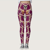 Fantastisches Rot Gerahmt in goldenem Muster Leggings (Vorderseite)