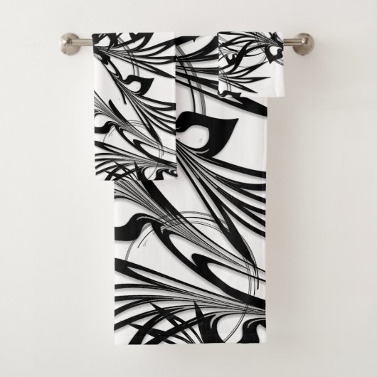 Fantastisches Schwarz-Weiß-Design Badhandtuch Set (Insitu)