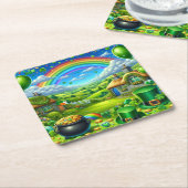 Fantastisches St Patick's Day Landschaftsbild-Part Rechteckiger Pappuntersetzer (angewinkelt)