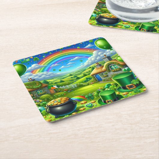 Fantastisches St Patick's Day Landschaftsbild-Part Rechteckiger Pappuntersetzer (angewinkelt)