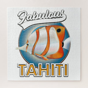 fantastisches Tahiti Retro-Logo Puzzle