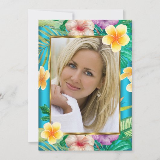 Fantastisches tropisches Aquamarin-blaues Champagn Einladung (Rückseite)