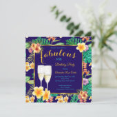 Fantastisches tropisches, blühendes Champagner-Par Einladung (Stehend Vorderseite)