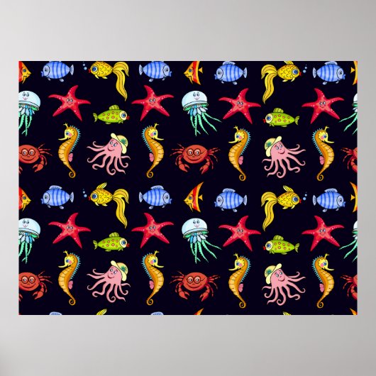 Fantastisches Wassermuster mit herrlich orangefarb Poster (Vorne)