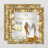 Fantastisches weißes Gold Glam Geburtstag Einladung (Vorne/Hinten)