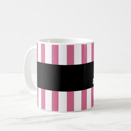 Fantastisches Zahnarzthelfer ROSA-WEISS Stripes Kaffeetasse (Vorderseite Links)