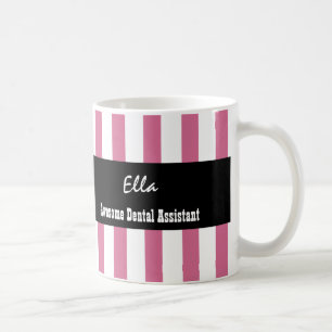Fantastisches Zahnarzthelfer ROSA-WEISS Stripes Kaffeetasse