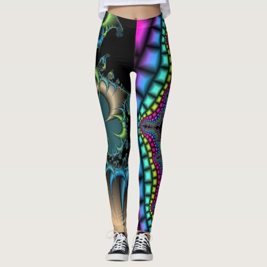 Fantastisches zerbrochenes Fraktal Leggings (Vorderseite)