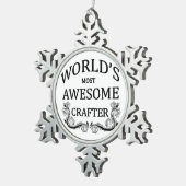 Fantastischste Crafter der Welt der Schneeflocken Zinn-Ornament (Rechts)