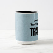 Fantastischste TRAINER der Welt der blauer Grunge Zweifarbige Tasse (Mittel)
