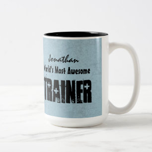 Fantastischste TRAINER der Welt der blauer Grunge Zweifarbige Tasse