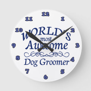 Fantastischster Groomer der Welt Hunde Runde Wanduhr