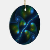 Fantasy Abstrakt Blue Green Yellow Fraktal Art Keramik Ornament (Rechts)