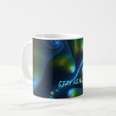 Fantasy Abstrakt Blue Green Yellow Fraktal Text Kaffeetasse (Vorderseite Links)
